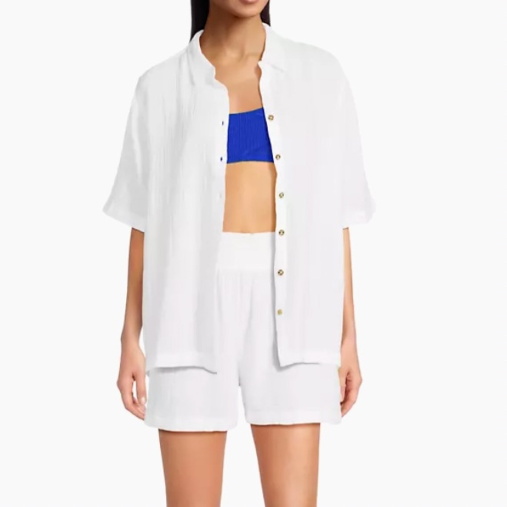 Lilly Pulitzer Frankie Gauze Coverup Shirt White
